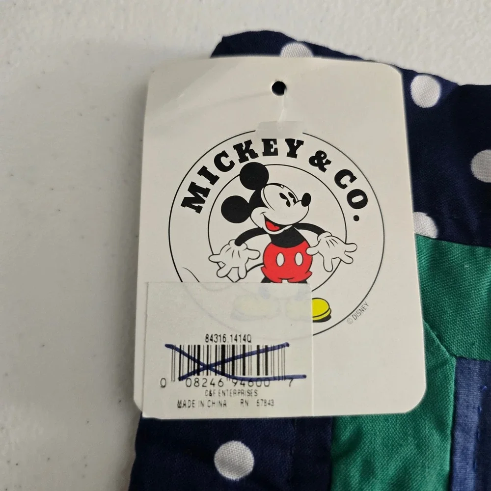 Vintage Mickey & Co Disney Quilted Polka‎ Dot Pillow Sham Navy Blue 14.5x14.5